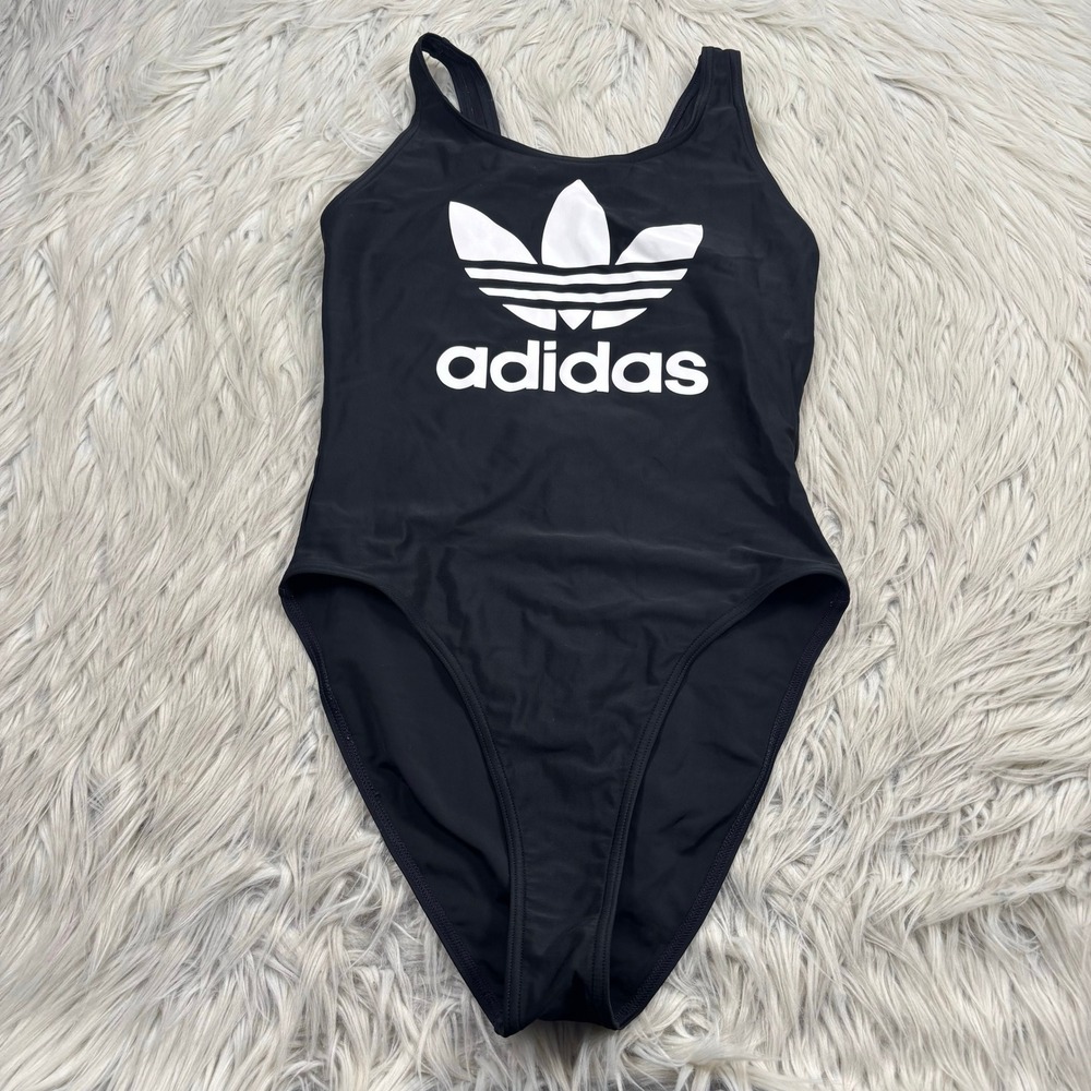 Adidas Originals Women's M Black White Trefoil One-Piece Swimsuit Sporty Tomboy